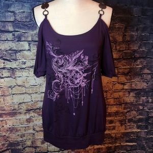 Beautiful open shoulder purple shirt